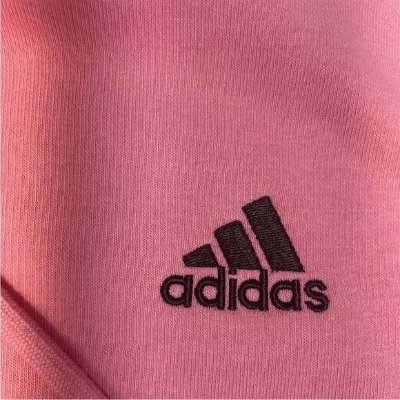 adidas 3 Stripes Fleece Hoodie Mens Size Medium Pink Black Embroidered Logo - Picture 3 of 5